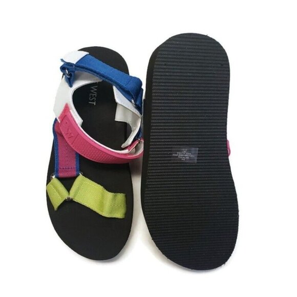 Nine West Taven2 Wedge Open Toe Sandals Womens Size 5 Light Green Fabric - Picture 6 of 7